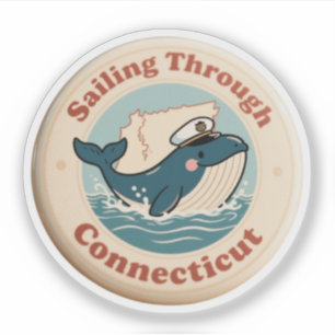 Sticker Voile vintage À Travers La Baleine Du Connecticut