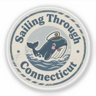 Sticker Voile vintage À Travers La Baleine Du Connecticut