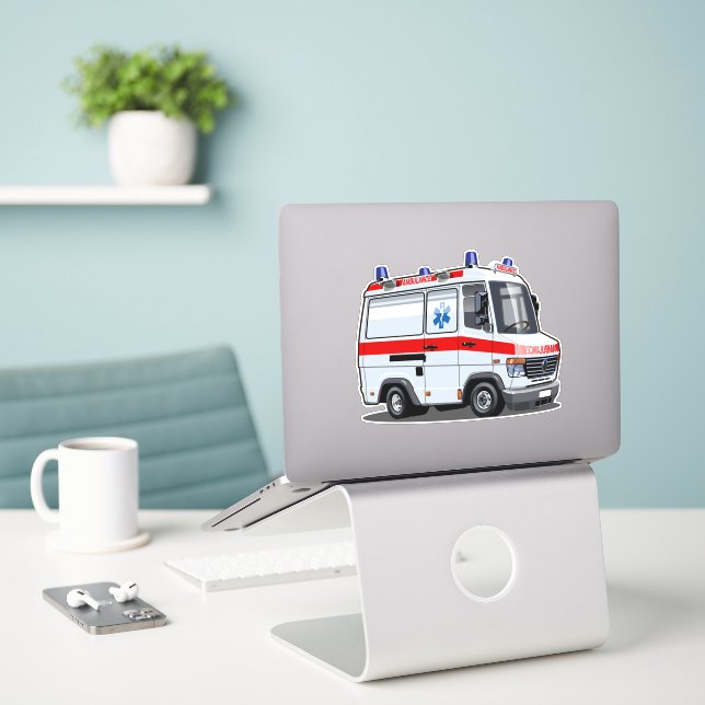 Sticker Voiture Ambulance Carton (Ordinateur portable sur le bureau)