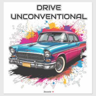 Sticker Voiture Ancienne avec Projections de Peinture Colo