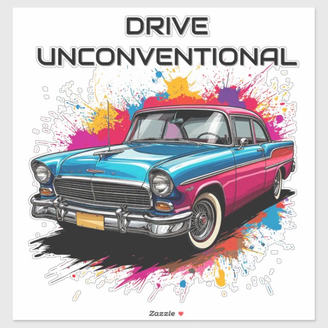Sticker Voiture Ancienne avec Projections de Peinture Colo (Feuille)