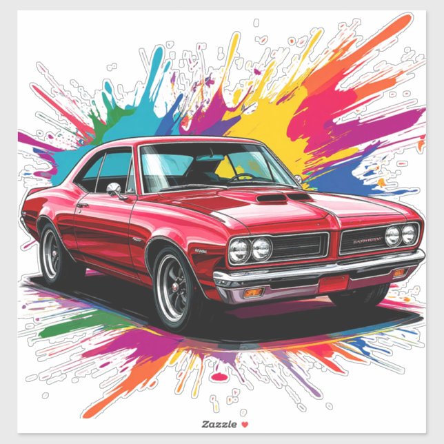 Sticker Voiture Ancienne avec Projections de Peinture Colo (Feuille)
