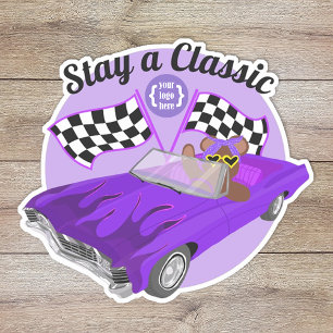 Sticker Voiture Classique Convertible Violet, Drapeaux À d