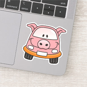 Sticker Voiture de caricature pour cochon