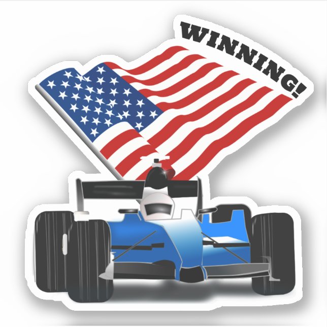 Sticker Voiture de course de sport de drapeau américain (Devant)