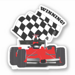 Sticker Voiture de course rouge - Drapeau à damier Sports