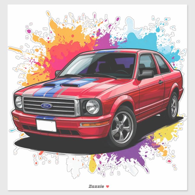 Sticker Voiture de muscle rouge vibrant (Feuille)