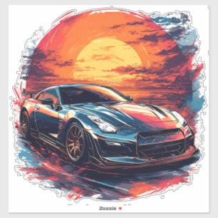 Sticker Voiture de sport de course stylisée