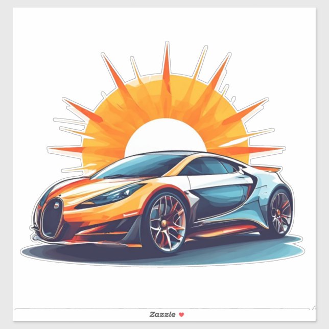 Sticker Voiture de sport de course stylisée (Feuille)