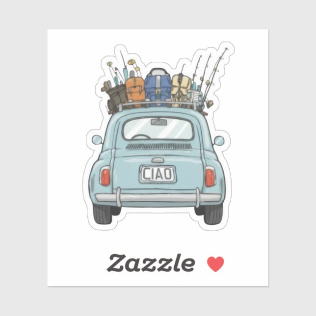 Sticker Voiture Fiat de pêche (Feuille)