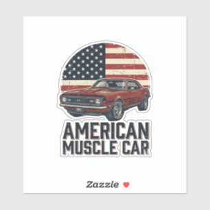 Sticker Voiture Musclée Américaine Chemise Design Drapeau