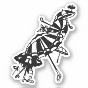 Sticker vol Parasols parapluies Illustration de l'art de l
