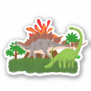 Sticker Volcan de l'île de Dinosaur éruption préhistorique