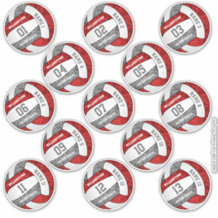 Sticker volley-ball gris rouge girly personnalisateurs nom