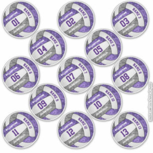 Sticker volley-ball gris violet girly personnalisation nom