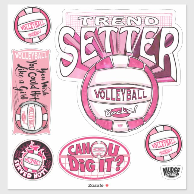 Sticker Volley-ball Pink Trend Setter (Feuille)