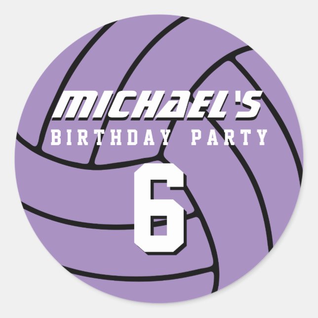 Sticker Volleyball Violet Sports Anniversaire (Devant)