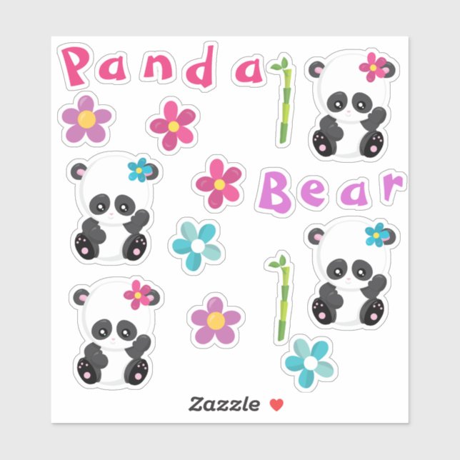 Sticker Vos mignons pandas (Feuille)