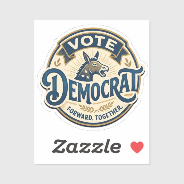 Sticker Votez Démocrate Ensemble – Vintage Patriotique (Feuille)