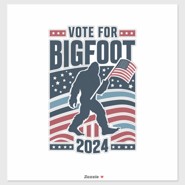 Sticker Votez pour Bigfoot 2024 Élection Sasquatch (Feuille)