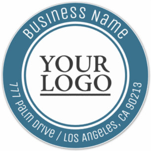 Sticker Votre Logo Photo Art, Bus. Adresse du nom, bleu oc
