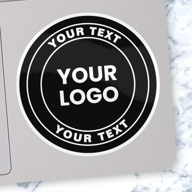 Sticker Votre logo téléchargé + Texte circulaire gras  (Créateur téléchargé)