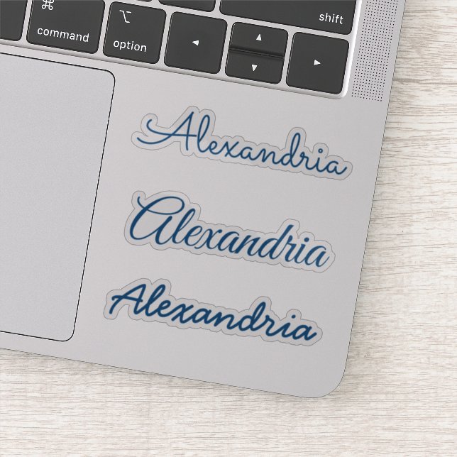 Sticker Votre nom Blue manuscrit versions de script (Détail)