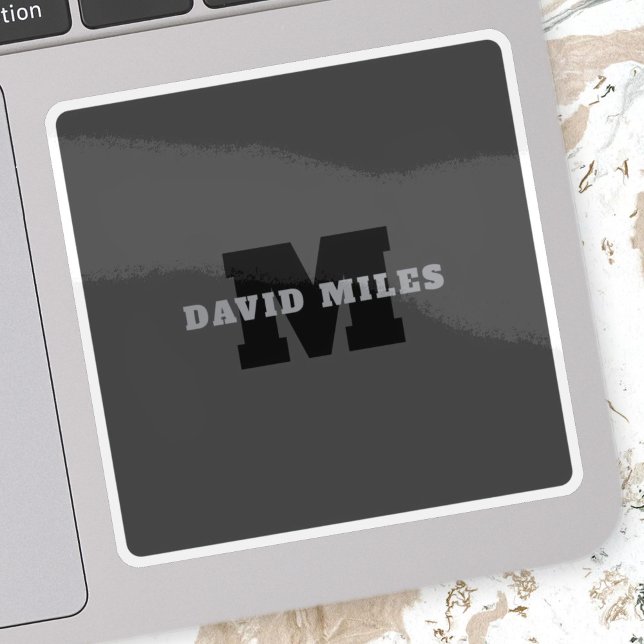 Sticker Votre nom ou nom commercial | Masculine moderne Gr (Créateur téléchargé)