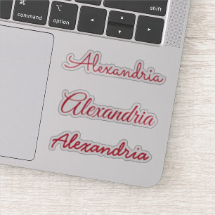 Sticker Votre nom Versions de script manuscrites rouges