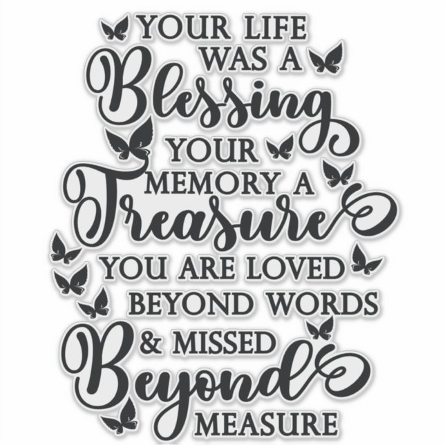 Sticker Votre vie a été une bénédiction papillon Décale co (Devant)