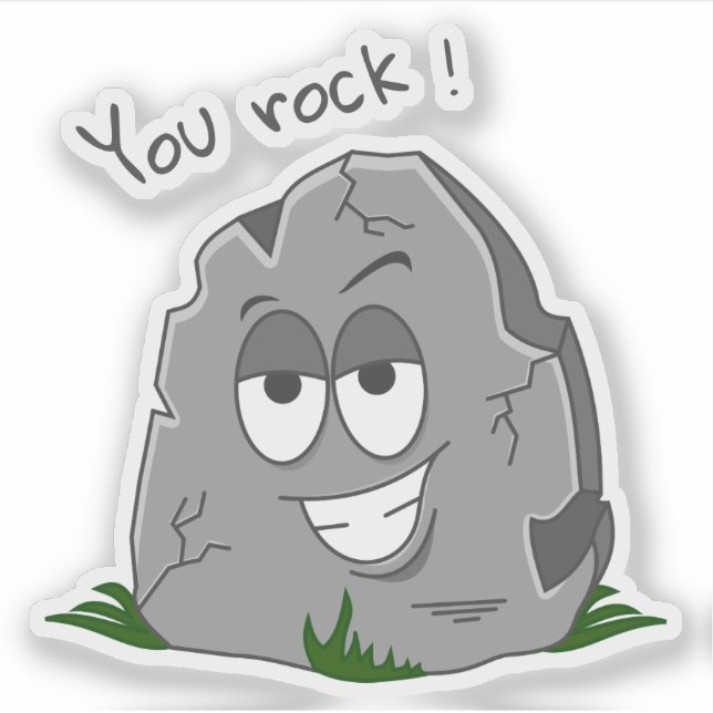Sticker Vous assurez ! Drôle pierre grise dessin animé (Devant)