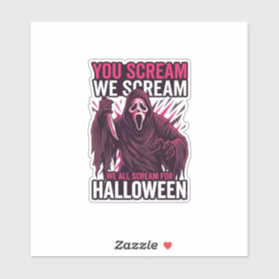 Sticker Vous criez Nous Halloween Ghostface Couteau Sangla