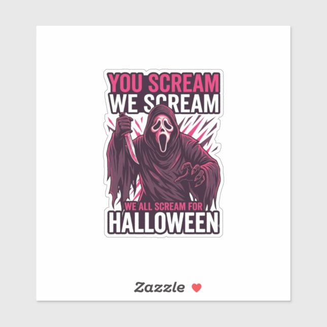 Sticker Vous criez Nous Halloween Ghostface Couteau Sangla (Feuille)