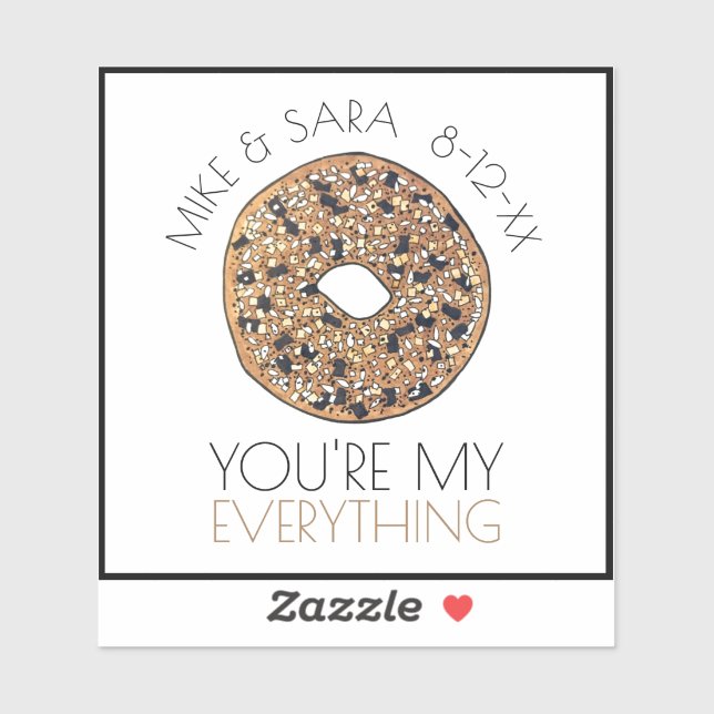 Sticker Vous êtes My Everything Bagel Foodie Wedding Favor (Feuille)