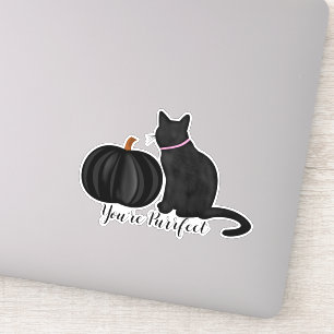Sticker Vous êtes un chat noir et une citrouille noire par