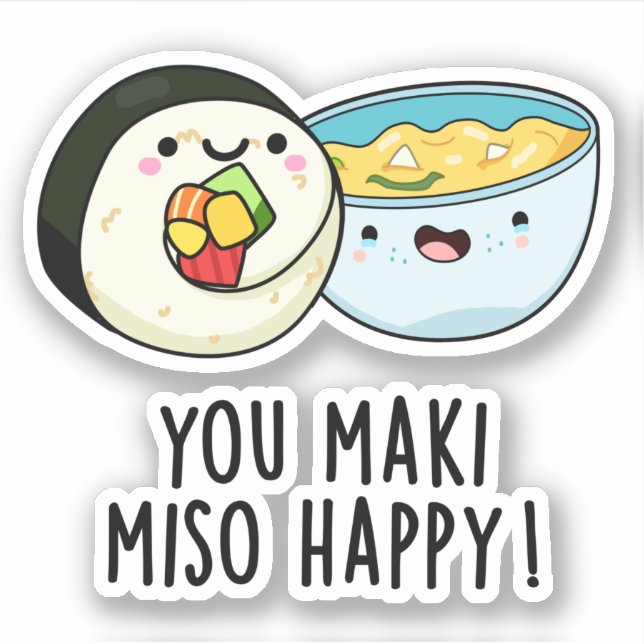 Sticker Vous Maki Miso Joyeux Joyeux Pun Japonais (Devant)