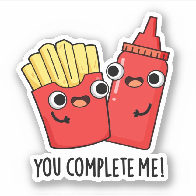 Sticker Vous Me Complétez Fries Funky Ketchup Pun (Devant)