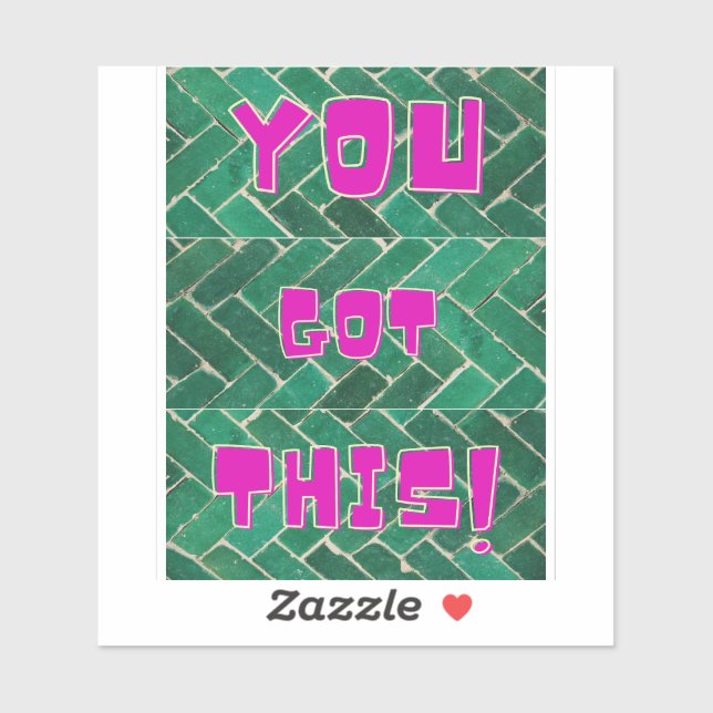 Sticker Vous y êtes ! Motif rose vif sur fond vert  (Feuille)