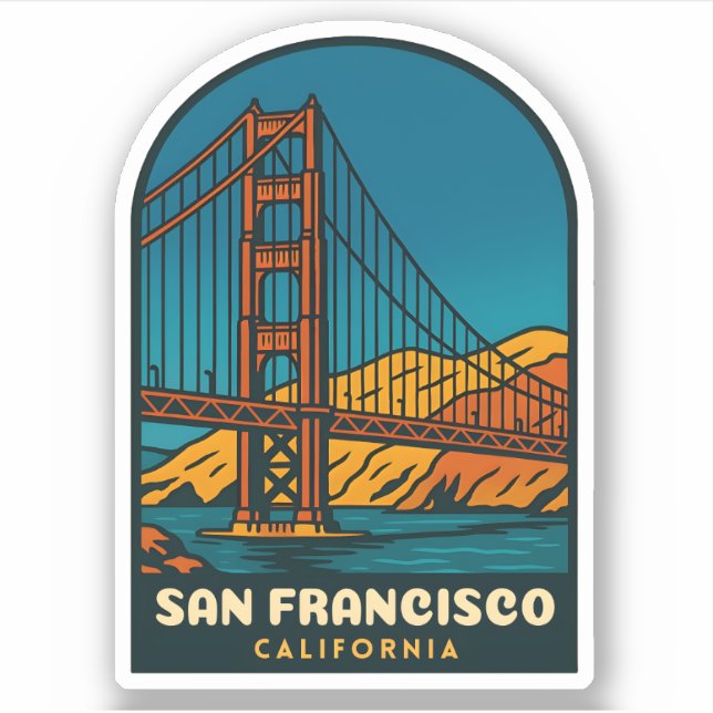 Sticker Voyage à San Francisco Pont du Golden Gate (Devant)
