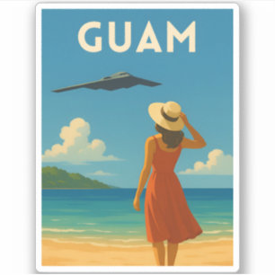 Sticker Voyage Ancien Guam Île Plage Bord de Mer Rétro