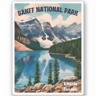 Sticker Voyage Ancien Parc National Banff Graphique Rétro