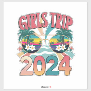 Sticker Voyage des filles Groovy 2024 Week-end Été Plage