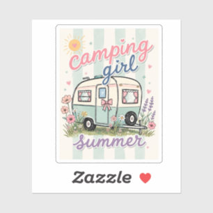 Sticker Voyage d'été de camping fille