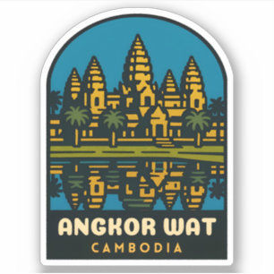 Sticker Voyage Rétro Vintage Angkor Wat Cambodge