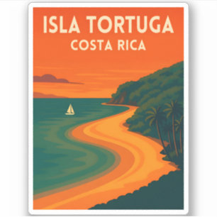 Sticker Voyage Rétro Vintage Costa Rica Isla Tortuga