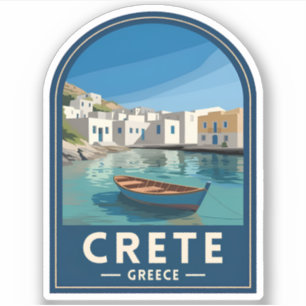 Sticker Voyage Rétro Vintage Crète Grèce Bord de Mer