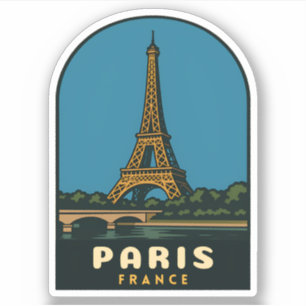 Sticker Voyage Rétro Vintage Paris France Tour Eiffel