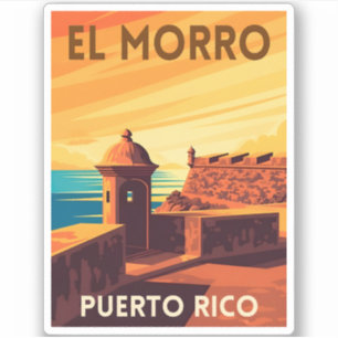 Sticker Voyage Rétro Vintage Porto Rico San Juan Coucher d
