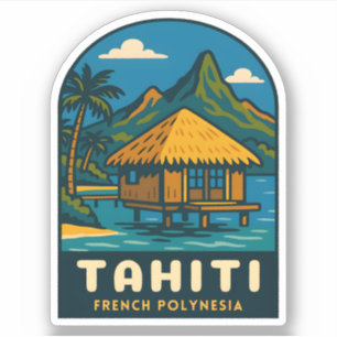Sticker Voyage Rétro Vintage Tahiti Polynésie française Pl
