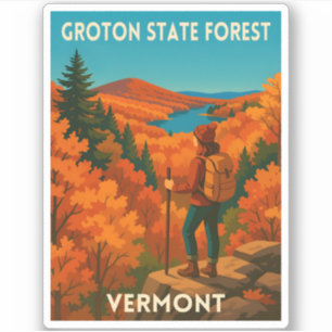 Sticker Voyage Rétro Vintage Vermont Forêt d'État de Groto
